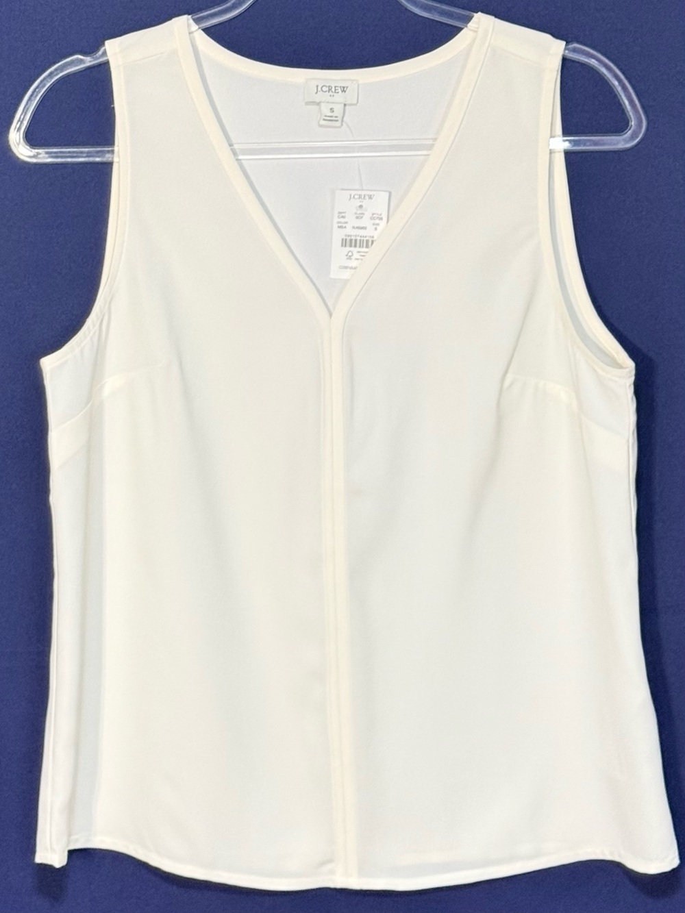 NWT J. Crew Ivory Drapey V-Neck Tank Top CC705 Small